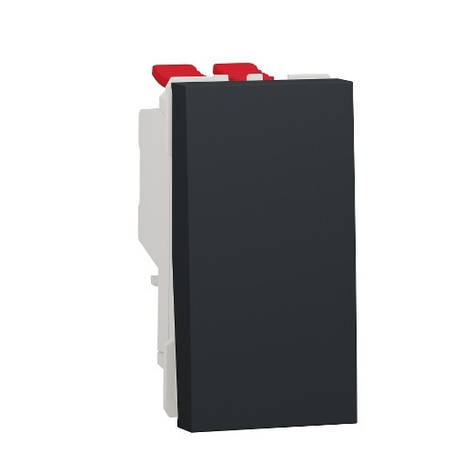 Перемикач 1-клавішний перехресний схема 7, 10А, 1 модуль антрацит Unica New NU310554, фото 1