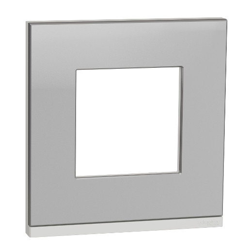 Рамка 1-постова, горизонтальна, алюміній матовий/білий Unica New NU600280
