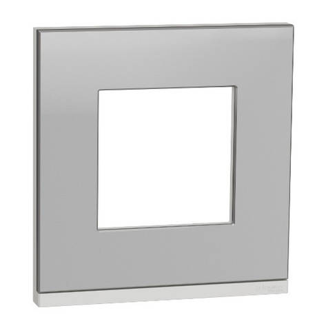 Рамка 1-постова, горизонтальна, алюміній матовий/білий Unica New NU600280, фото 2