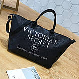 Сумка жіноча дорожня VS спортивна, пляжна в стилі Victoria's Secret (чорна), фото 3