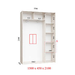 ШАФА-КУПЕ 150Х45Х210 СТАНДАРТ — 2 ФАПАДІ