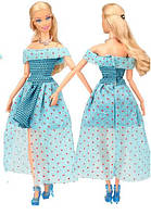 Платье для куклы голубое бальное + туфли и колье для Барби, Айси, Блайз, шарнирной куклы