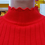 Светр жіночий однотонний гольф стійка короткий рубчик 46 червоний, фото 8
