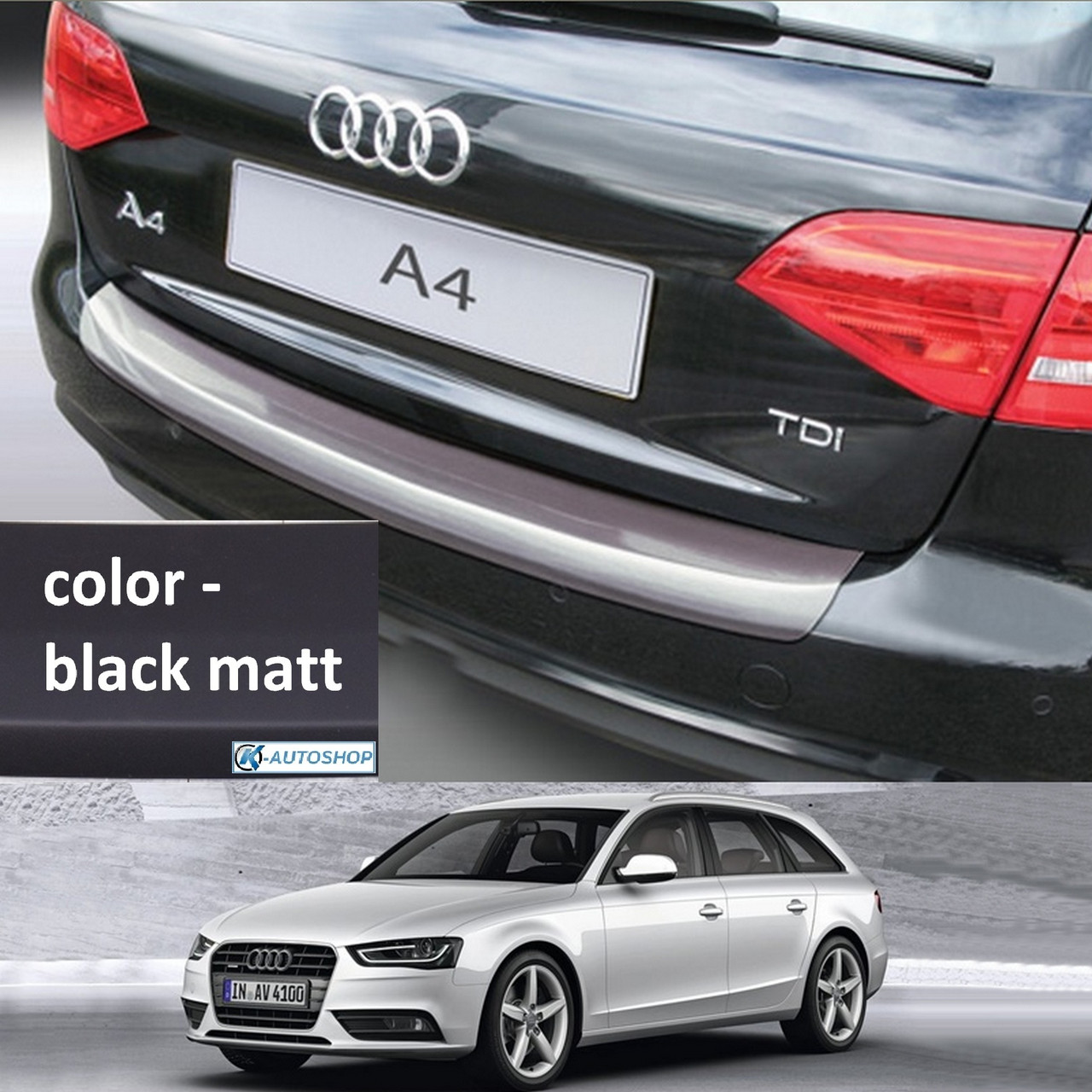 Пластикова захисна накладка на задній бампер для Audi A4 Avant 2012-2015, фото 1