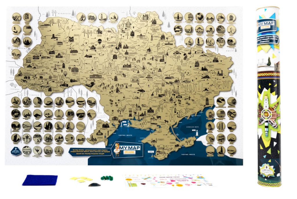 Скретч карта України My Map Ukraine edition в тубусі, фото 1