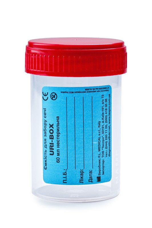 Емкость для забора мочи URI-BOX 60мл (нестерильная) FL Medical, цена 5. ...