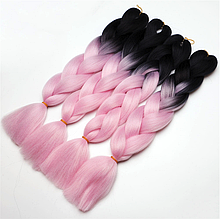 Канекалоновая коса омбре, чорний + блідо-рожевий (B5) 3/55
