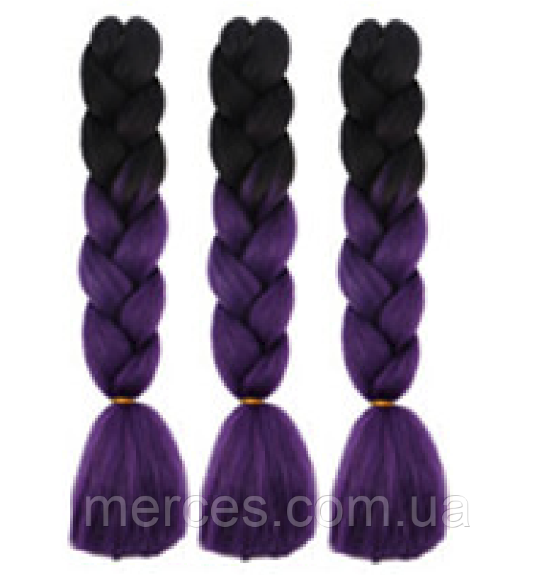 Канекалоновая коса омбре, черный + темно-фиолетовый ( B25) 11/55 - фото 2 - id-p1101831976