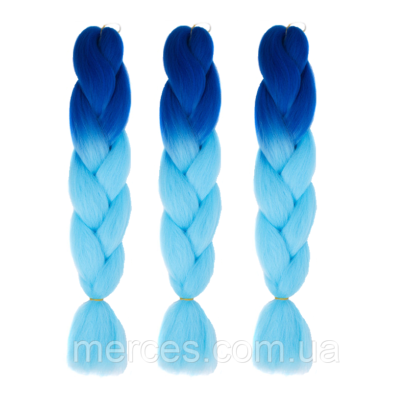 Канекалоновая коса омбре, темно-синій + синій (B45) 30/55