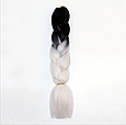 Канекалоновая коса омбре, чорний + чистий білий (B33) 44/55, фото 2