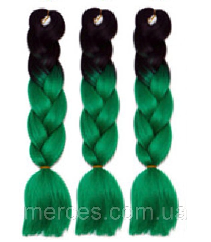 Канекалоновая коса омбре, чорний + зелений (В15)