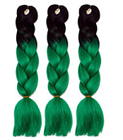 Канекалоновая коса омбре, черный + зеленый (В15)