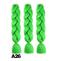 Канекалоновая коса однотоная - светлый зеленый неон А26