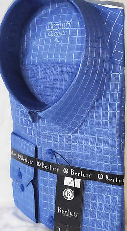 Сорочка чоловіча Berluti vd-0002 синя класична в клітку Туреччина, фото 3