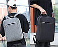 Синій міський рюкзак із кишенею для ноутбука вологонепроникний з USB для заряджання тканинний унісекс легкий 169С, фото 5