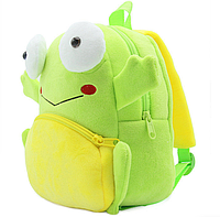 Детский рюкзачок для малышей "Лягушка" велюр маленький для садика мягкий зеленый дошкольный унисекс