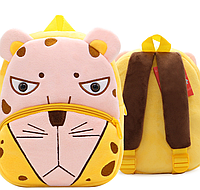 Детский мини рюкзачок для малышей "Леопард" маленький для садика мягкий велюр дошкольный розово желтый унисекс