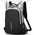 Сірий рюкзак із кодовим замком із кишенею для ноутбука з USB протикрадій водонепроникний нейлон унісекс, фото 8