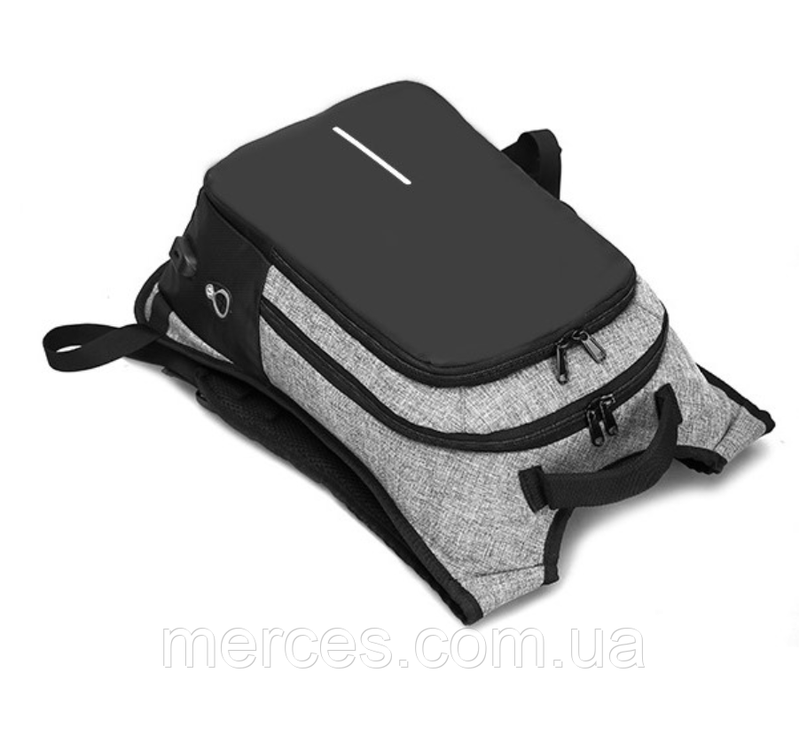 Серый рюкзак с кодовым замком с карманом для ноутбука с USB противоугонный водонепроницаемый нейлон унисекс - фото 10 - id-p1101833757