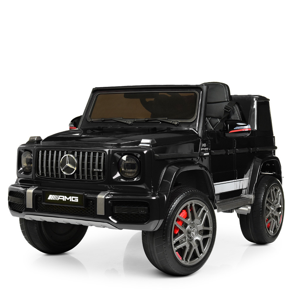 Дитячий електромобіль Джип 4180 EBLRS-2, Mercedes-Benz G63, колеса EVA, екошкіра, музика, світло, чорний лак, фото 1