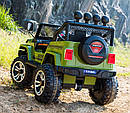 Дитячий електромобіль Джип M 3237 EBLR-10, Jeep Wrangler, 4 мотори, Шкіра, EVA гума, Амортизатори, хакі, фото 3
