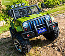 Дитячий електромобіль Джип M 3237 EBLR-10, Jeep Wrangler, 4 мотори, Шкіра, EVA гума, Амортизатори, хакі, фото 4