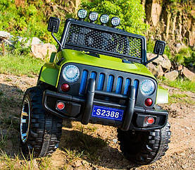 Дитячий електромобіль Джип M 3237 EBLR-10, Jeep Wrangler, 4 мотори, Шкіра, EVA гума, Амортизатори, хакі