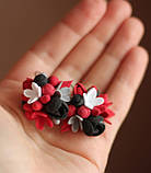 Червоні сережки ручної роботи з квітами "Готика", фото 4