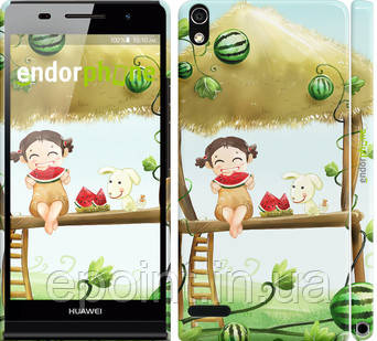 Чохол на Huawei Ascend P6 Дівчинка з кавуном "2957c-39", фото 1