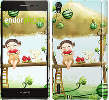 Чохол на Huawei Ascend P7 Дівчинка з кавуном "2957c-49"