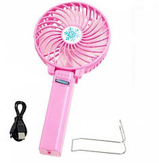 Mini Fan вентилятор настільний або ручний з зарядкою USB в рожевому кольорі