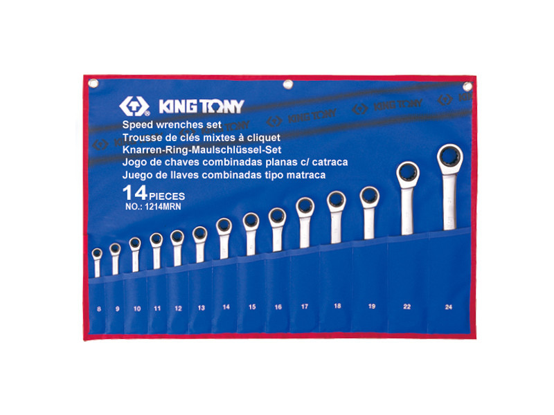 Набор ключей комби с трещеткой 14шт. (8-24) KING TONY 12114MRN (Тайвань)
