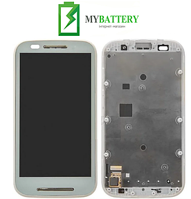 Дисплей (LCD) Motorola XT1021 Moto E/ XT1022/ XT1025 із сенсором білий + рамка