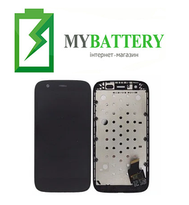 Дисплей (LCD) Motorola XT1032 Moto G/ XT1033/ XT1036 із сенсором чорний + рамка