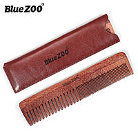 Гребень для бороды и волос Blue ZOO из сандалового дерева с коричневым чехлом