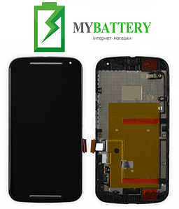 Дисплей (LCD) Motorola XT1063 Moto G (2nd Gen)/ XT1062/ XT1064/ XT1068 із сенсором чорний + рамка