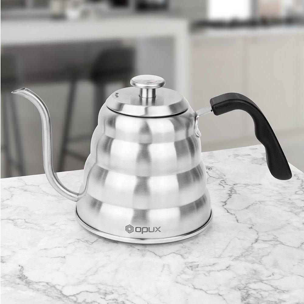 Чайник для заварювання кави Opux Silver з термометром, 1.2 л