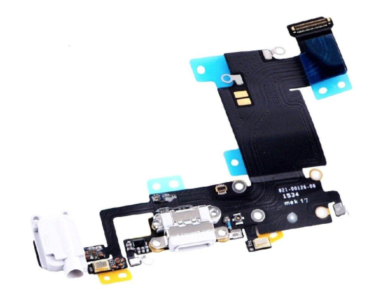 Шлейф для Apple iPhone 6S Plus з коннекторами зарядки і навушників з мікрофоном (Білий), фото 1