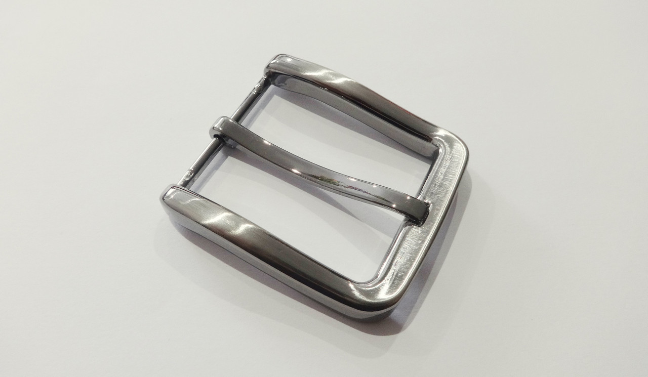Пряжка чоловіча класична 3,8 см темний нікель 1 прокол, фото 1