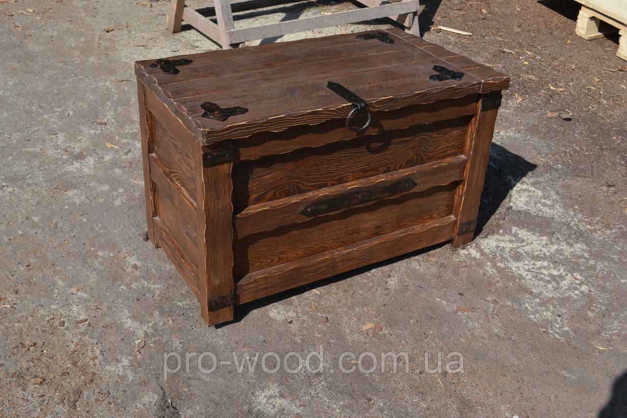 Темна дерев'яна скриня під старовину для зберігання речей, фото 1