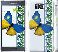 Чохол на Samsung Galaxy Alpha G850F Жовто-блакитний метелик "1054c-65"