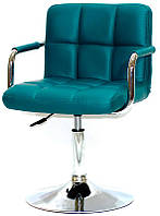 Кресло Arno Arm CH Base зеленое на хромированной базе с подлокотниками, с регулировкой высоты сиденья 40-54 см