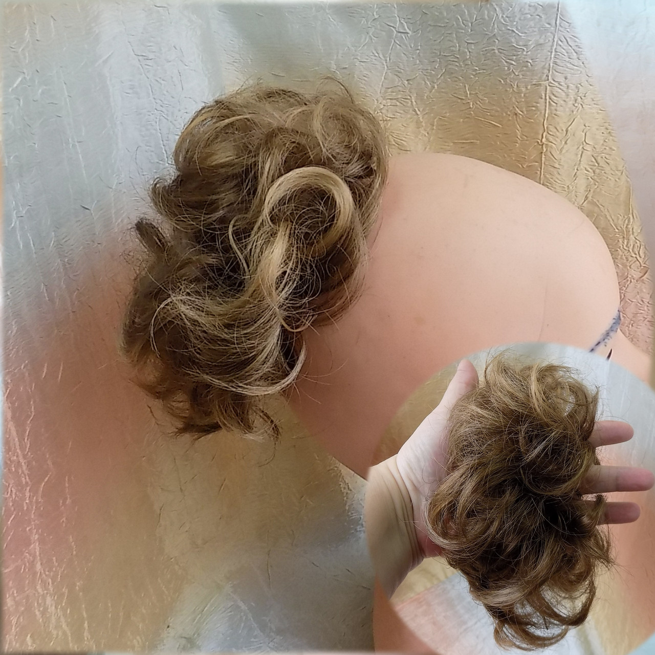 Гумка шиньон з канекалона русявий мелірованний 0215V-12Н124, фото 1