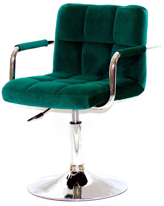 Крісло Arno Arm CH Base зелений велюр на круглій базі з підлокітниками, з регулюванням висоти сидіння 40-54 см, фото 1