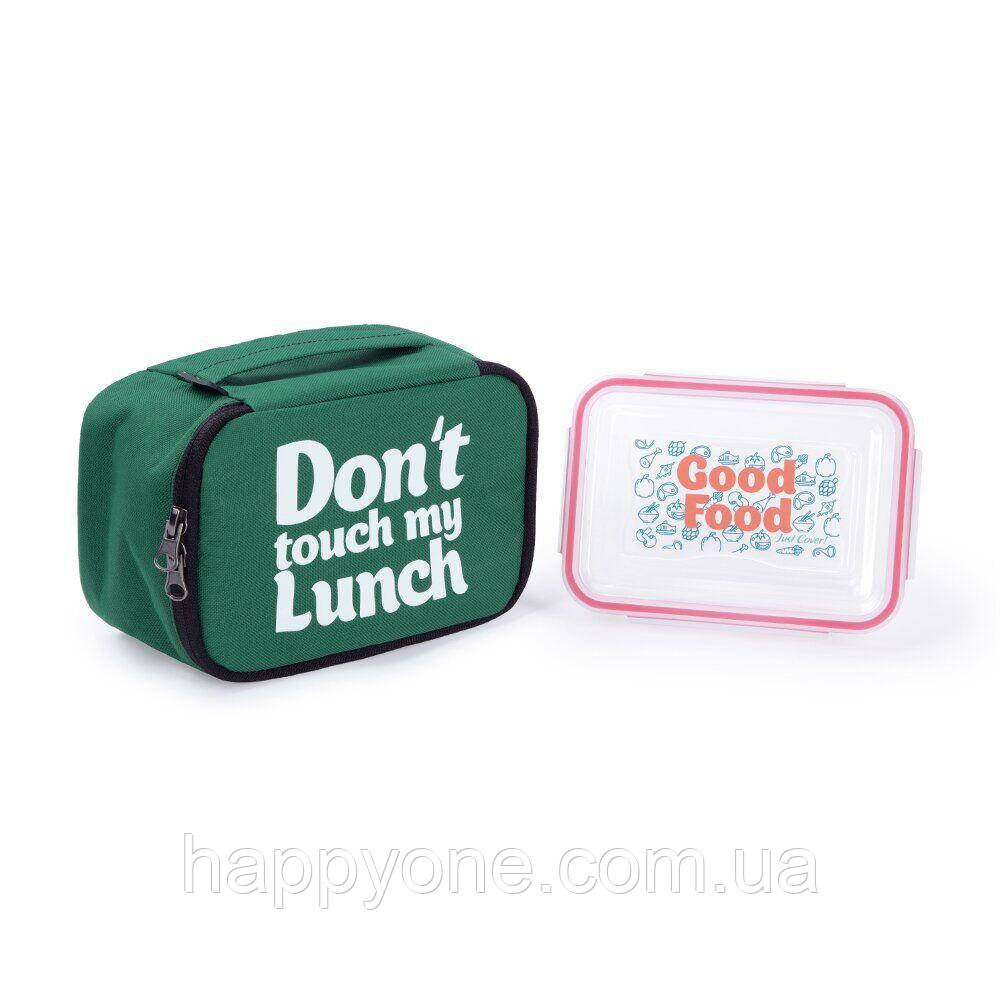 Термосумка "Ланч бег Don't touch my lunch" mini (зелена), фото 1