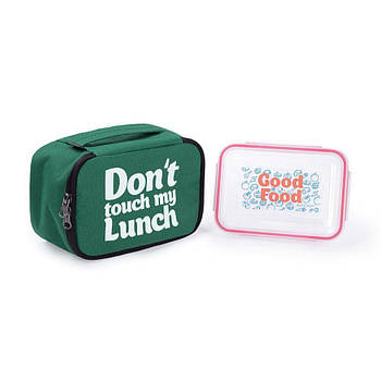 Термосумка "Ланч бег Don't touch my lunch" mini (зелена)