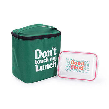 Термосумка "Ланч бег Don't touch my lunch" maxi (зелена)