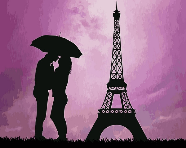VP 1227 Побачення біля Ейфелевої вежі Картина за номерами на полотні 40х50см, фото 1