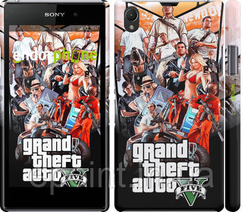 Чехол на Sony Xperia Z1 C6902 GTA 5. Collage v2 "2815c-38"