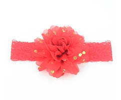 Дитяча червона пов'язка на голову - окружність голови приблизно 40-52см, діаметр квітки 10см